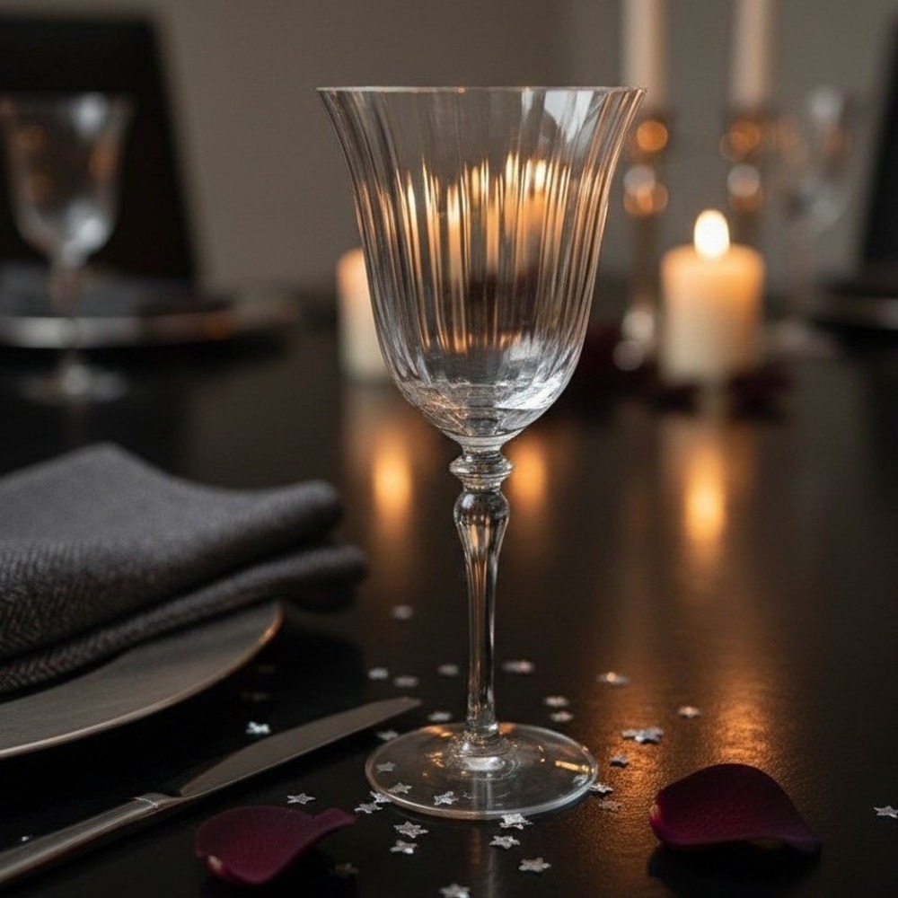 Miller Rogaska Fluted Goblet, Clear Ribbed Optic Wine Glass,‎ Crystal Stemware